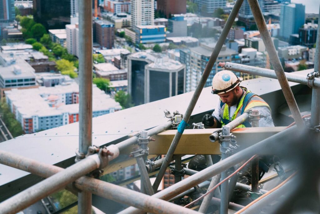 image of a construction work installing insulations