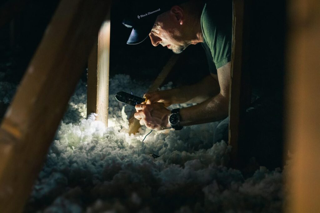 image of an insulation installer
