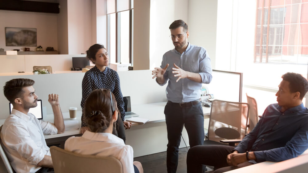 Image of sales executive leading a presentation