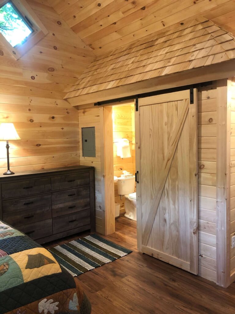 Image of the bathroom layout of the Cabin In The Pines Eastside Lake George