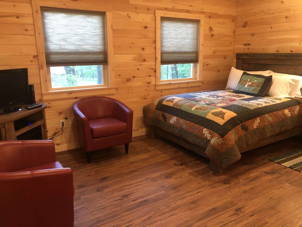 Image of the bedroom layout of the Cabin In The Pines Eastside Lake George