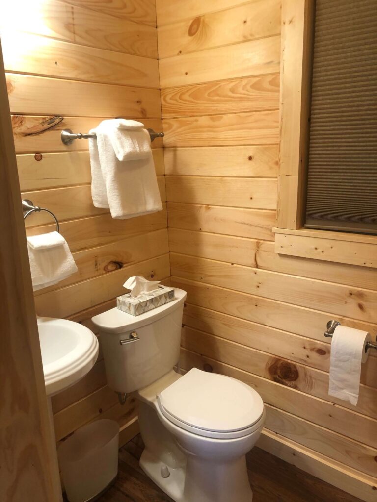 Image of the bathroom area of the Cabin In The Pines Eastside Lake George