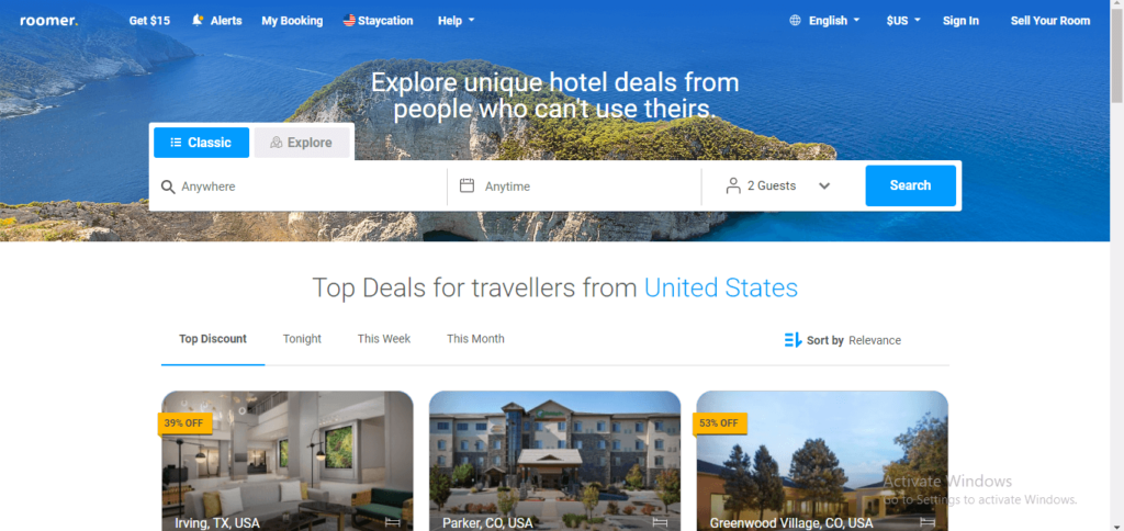 Saving off hotel bookings by reserving a room via roomer