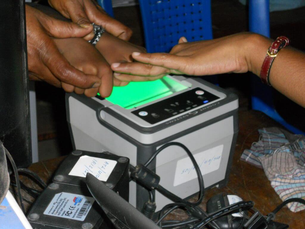 Image of a biometric capture being done