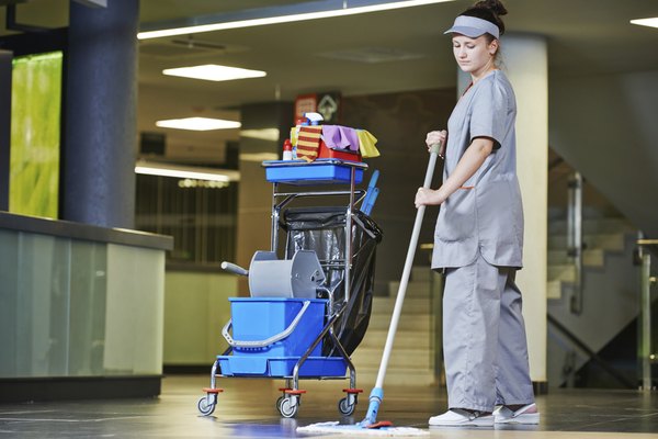 Image of a hospital housekeeper working 