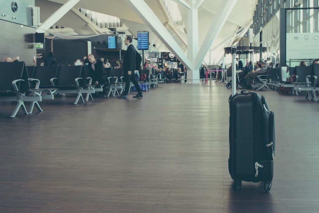 A misplaced luggage in an airport 