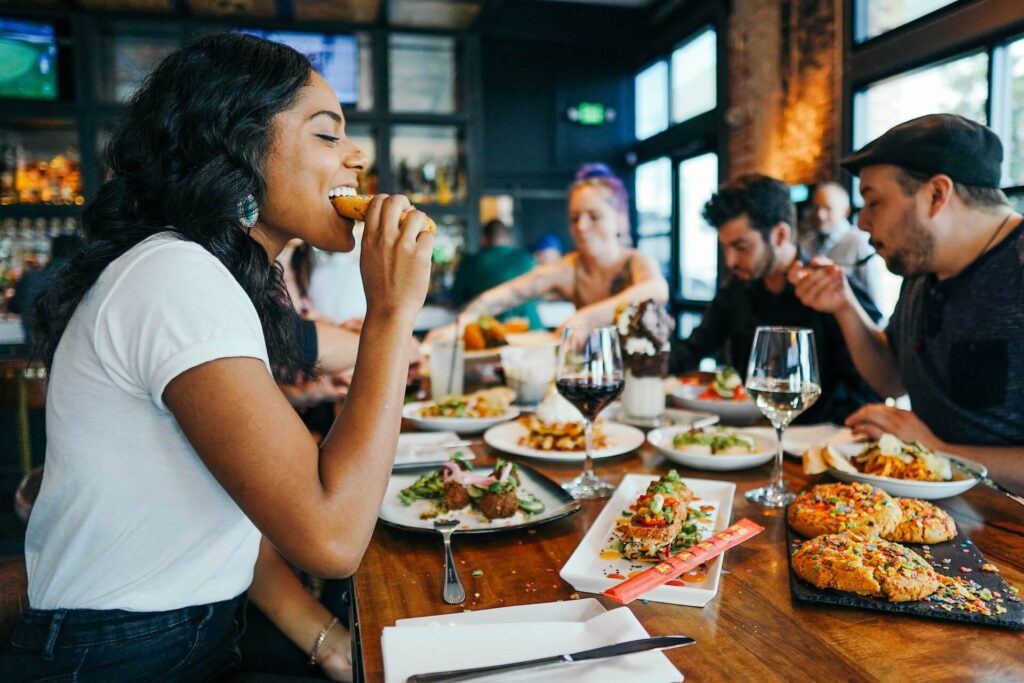 people eating in a restaurant