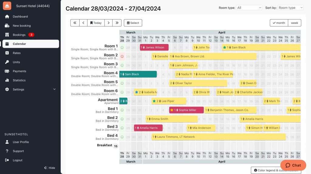 Sirvoy hotel room booking system