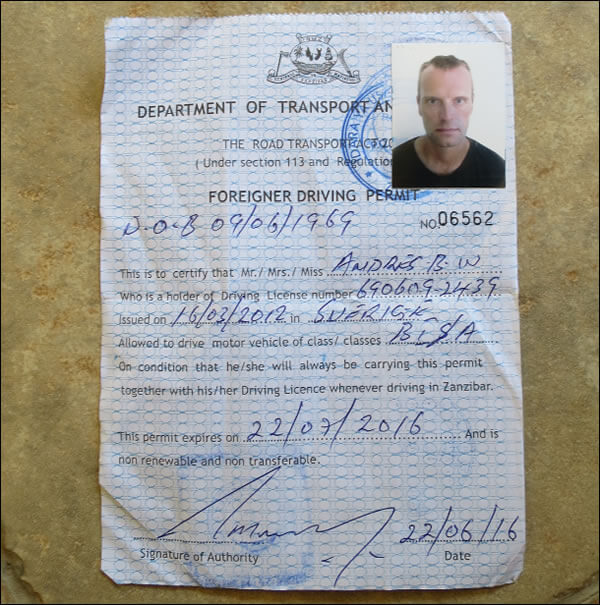Zanzibar diver's permit