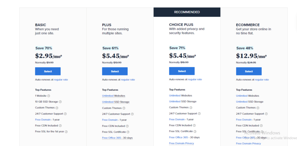 bluehost packages