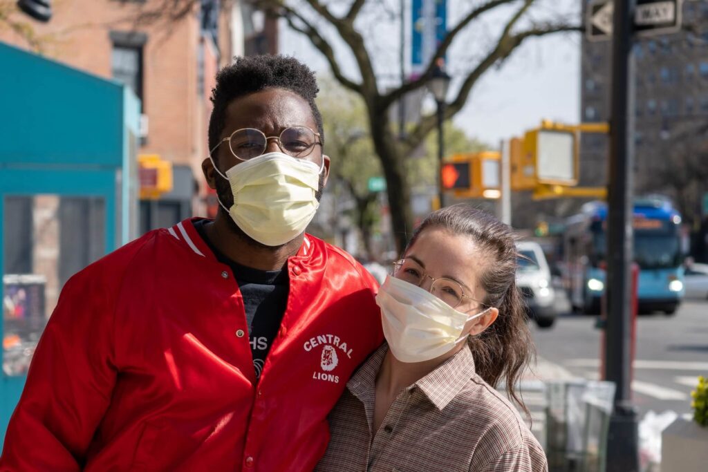 A man and a woman trying to stay safe from respiratory viruses such as the flu and covid 19